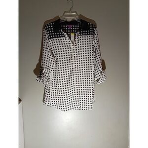 Beverly Drive‎ Button-Up Blouse Size 2X Roll Tab 3/4 Sleeve